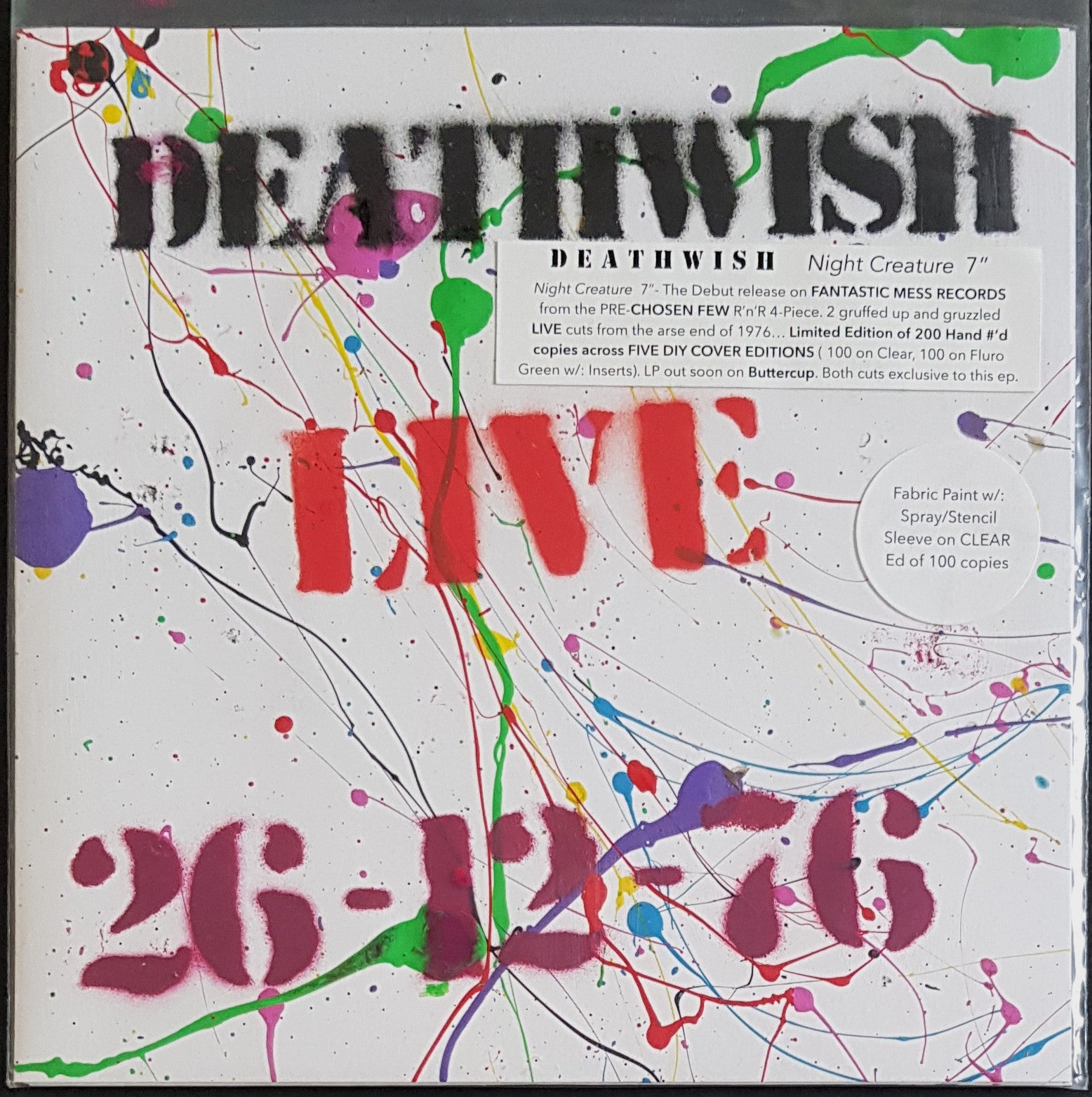 Deathwish - Night Creature Vinyl Record, a Numbered Limited Edition Musical Release