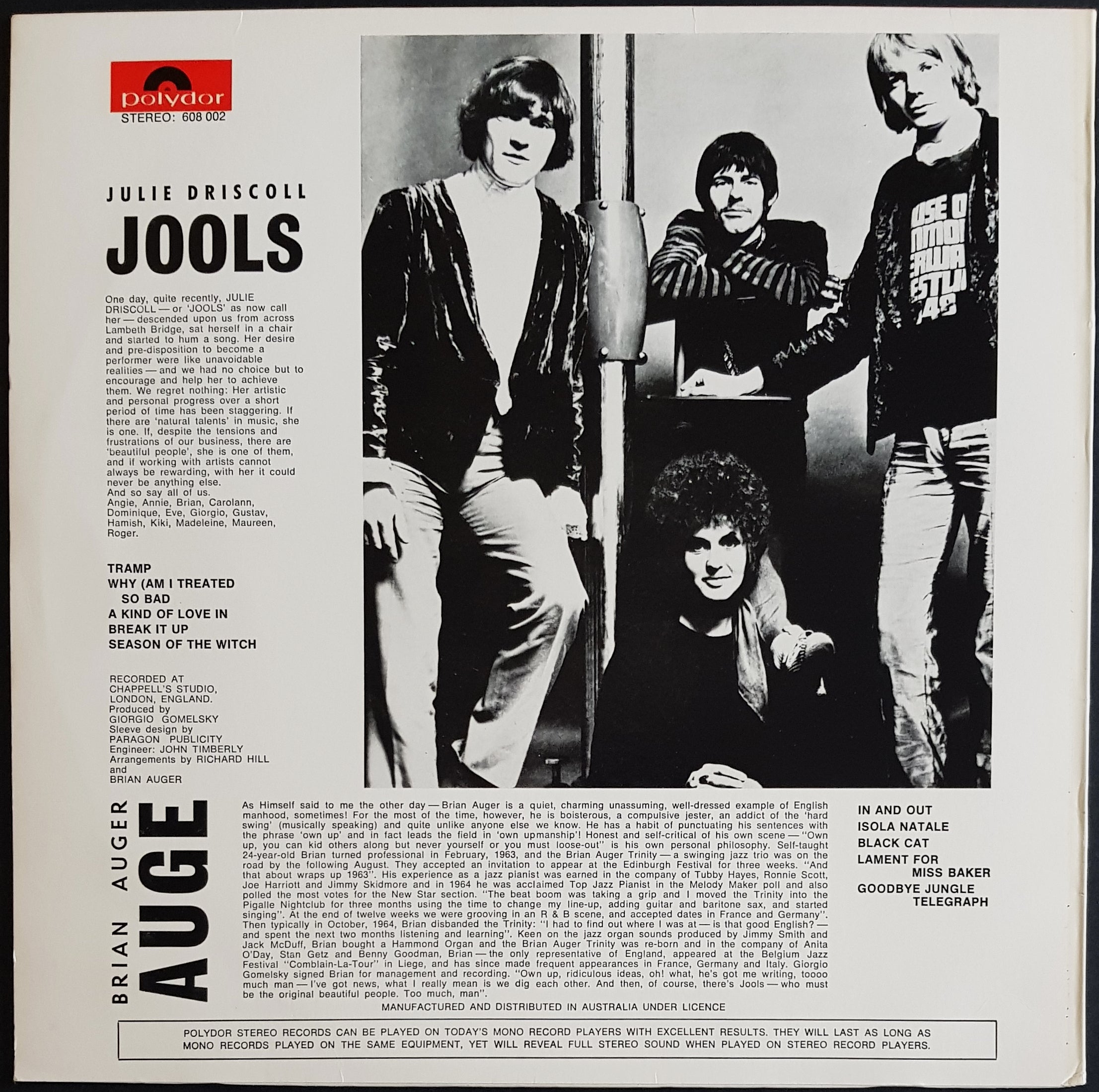 Music Album - Brian Auger, Julie Driscoll & The Trinity's Jools