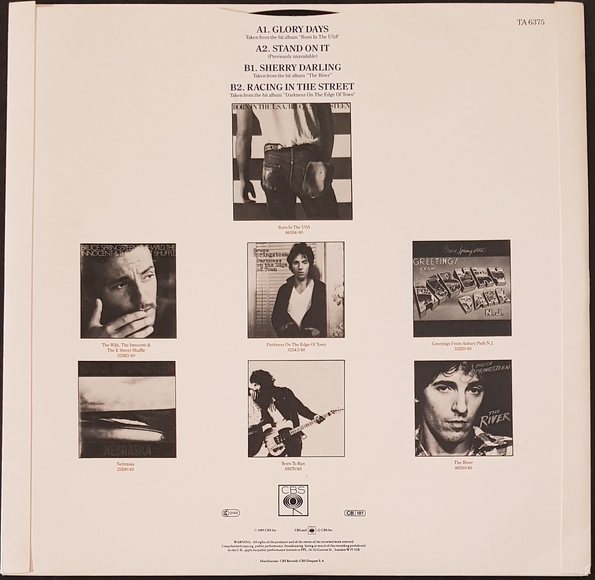 Bruce Springsteen's Classic - Glory Days EP from 1985