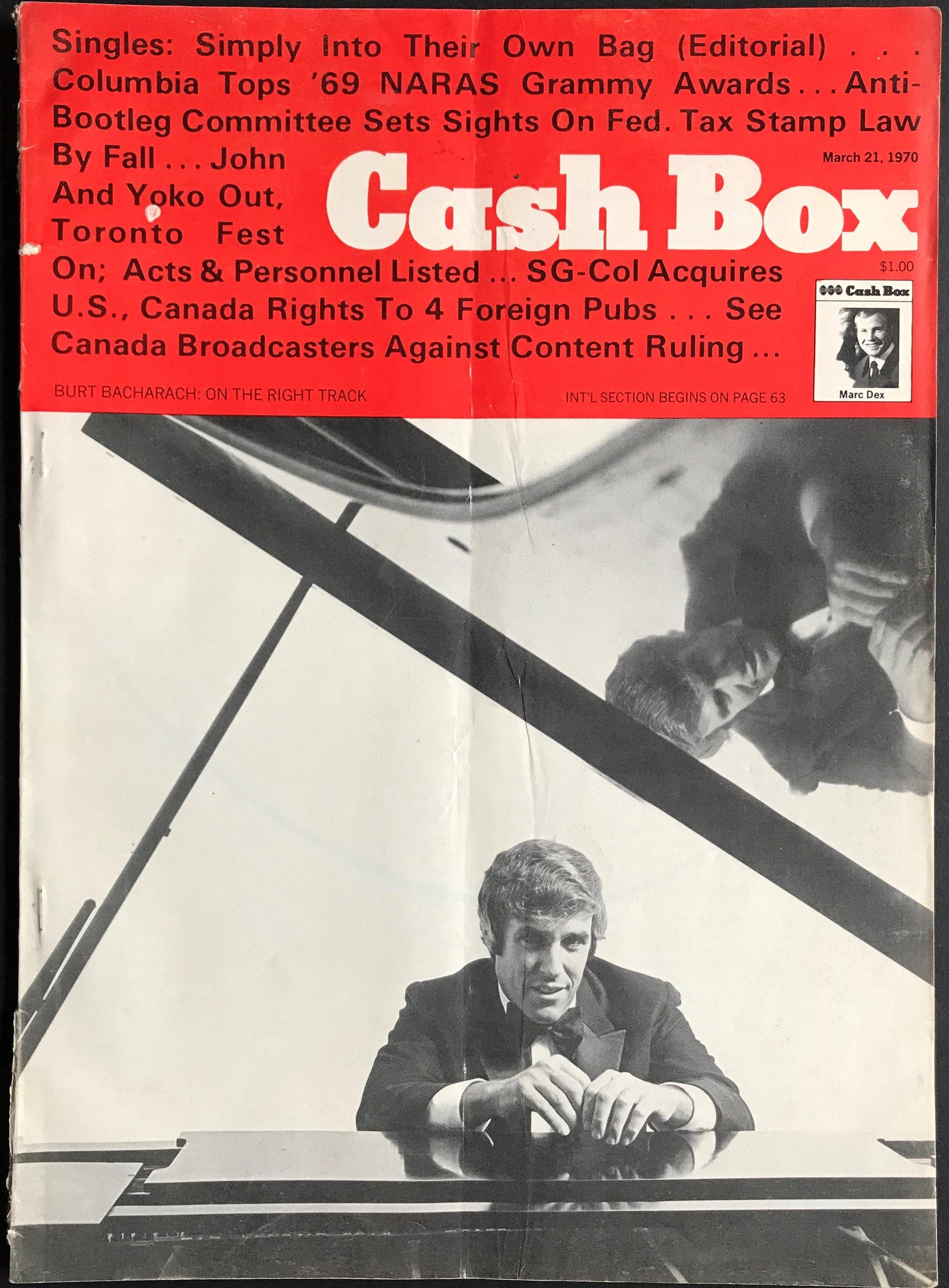 Burt Bacharach - Cash Box Magazine with Burt Cover