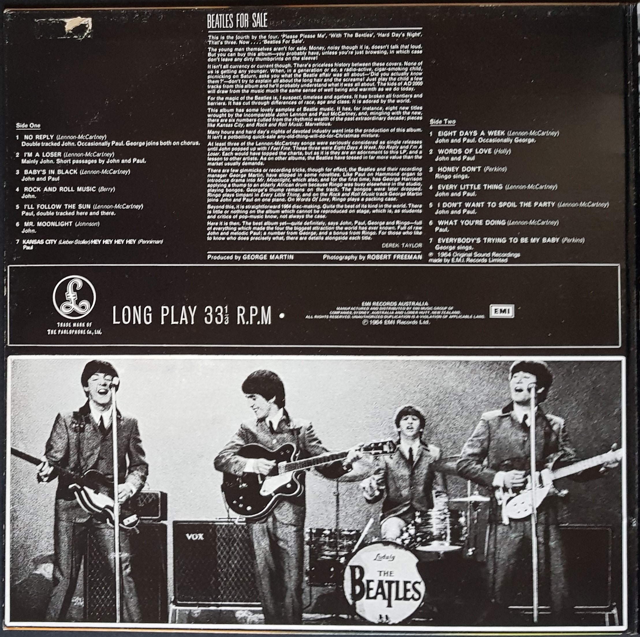 1978 Orange/Black Parlophone Beatles Album - Beatles For Sale