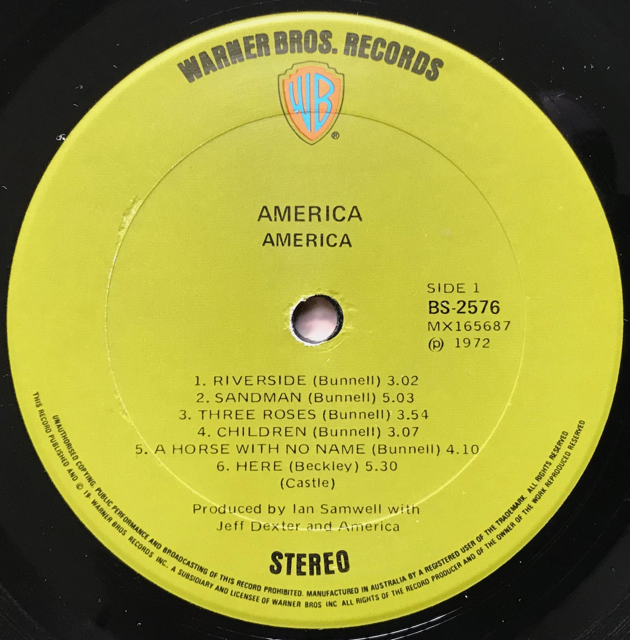 1972 American Product with Green Warner Bros. Label