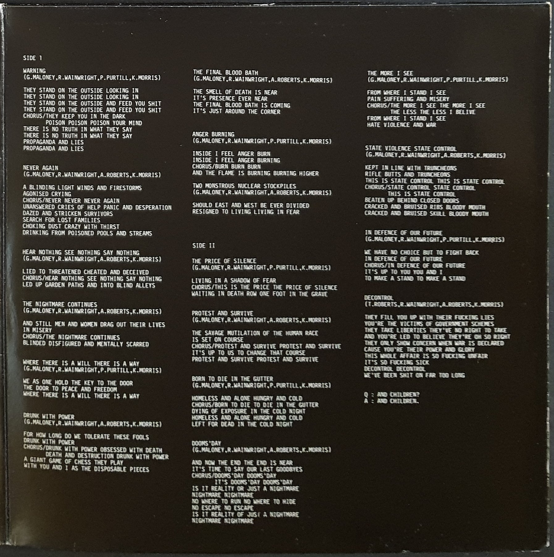 Discharge - Never Again, A Classic Clay Records LP Album