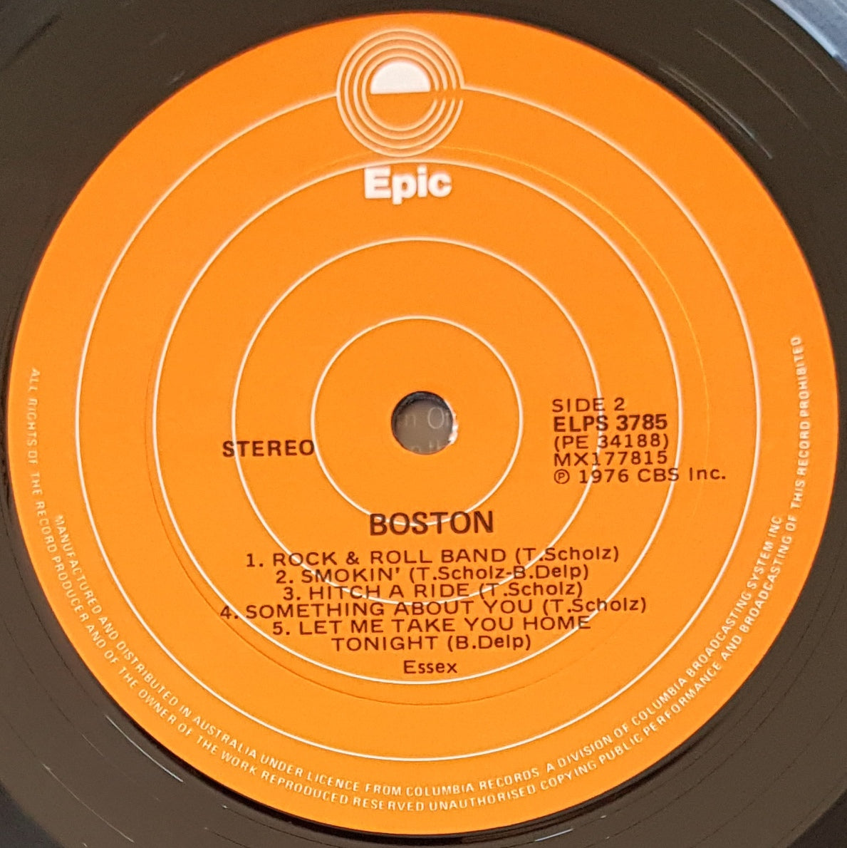 1976 Orange EPIC ELPS 3785 from Boston with Small Label Writing