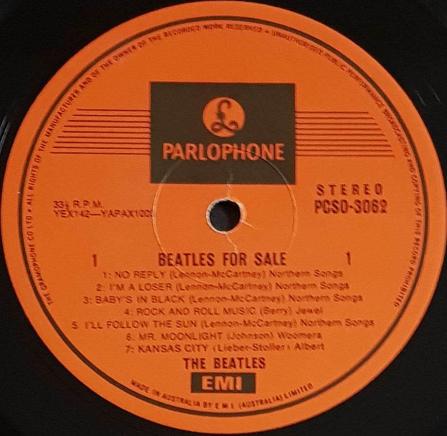 1978 Orange/Black Parlophone Beatles Album - Beatles For Sale