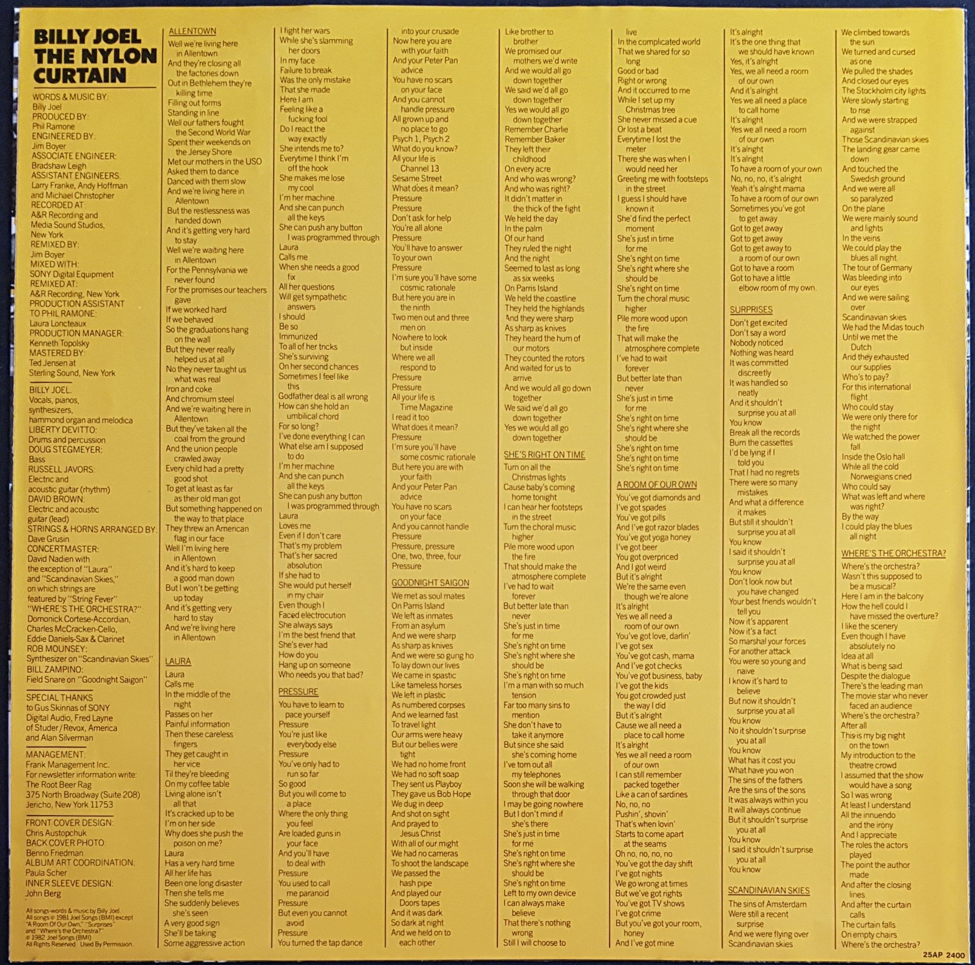 Billy Joel's Classic Album - The Nylon Curtain Vinyl Record