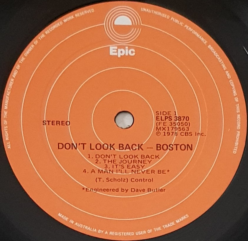 1978 Boston Album - 'Don't Look Back' with Gatefold Cover