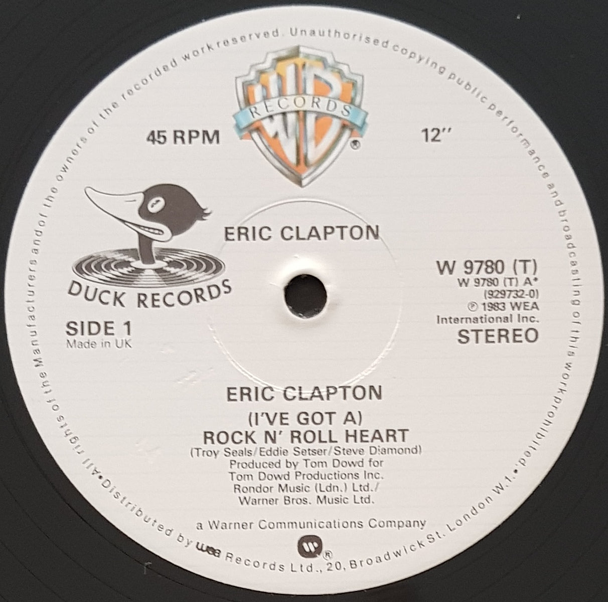 Eric Clapton - A Rock 'n' Roll Heart Record from 1983
