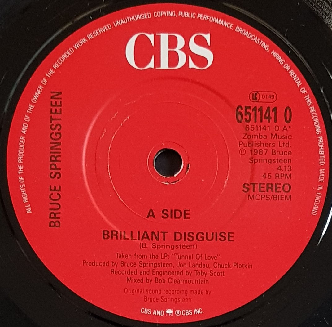 Bruce Springsteen's Brilliant Disguise Vinyl Record from 1987