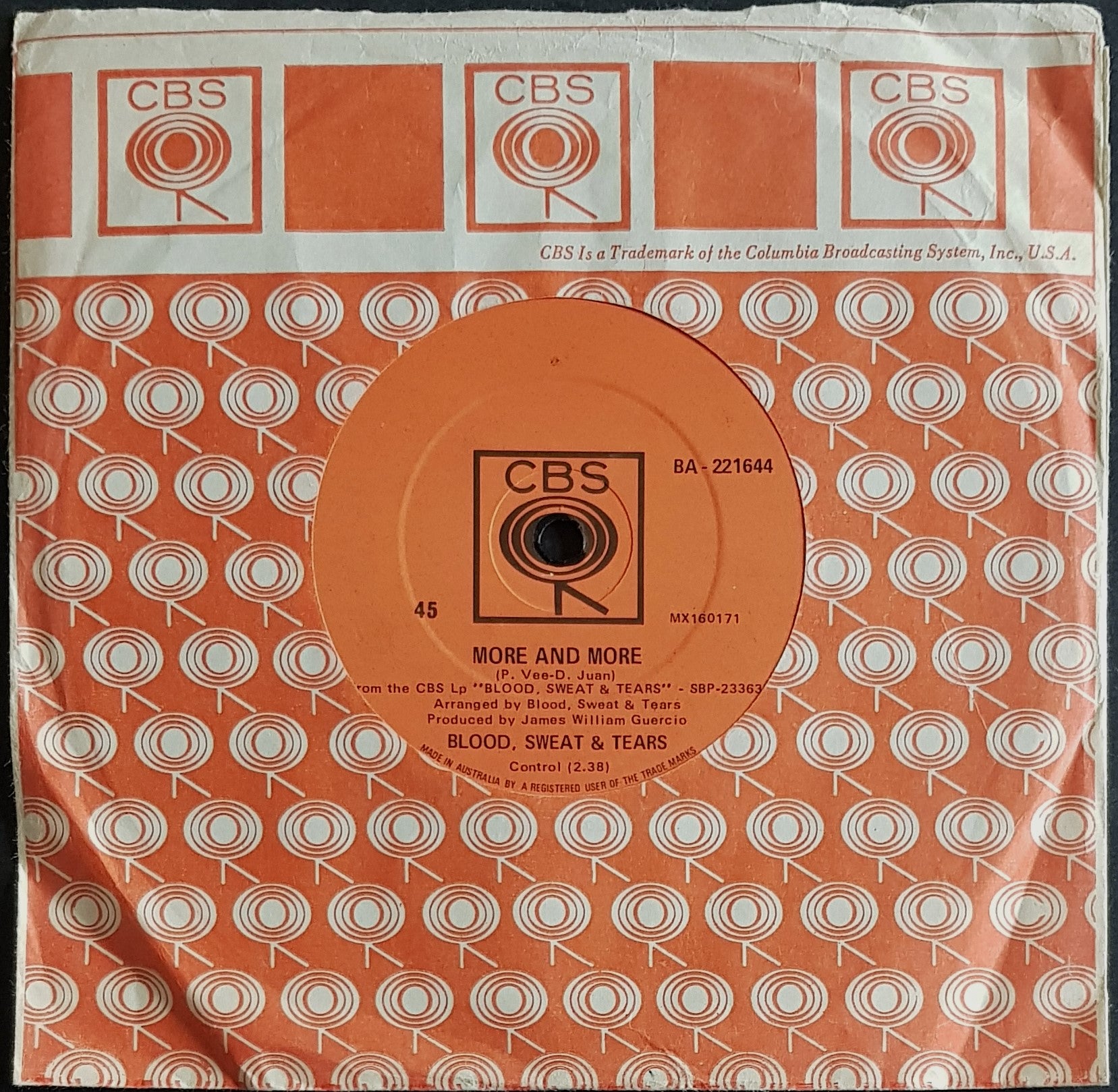 Blood, Sweat & Tears - Classic Spinning Wheel Vinyl Record