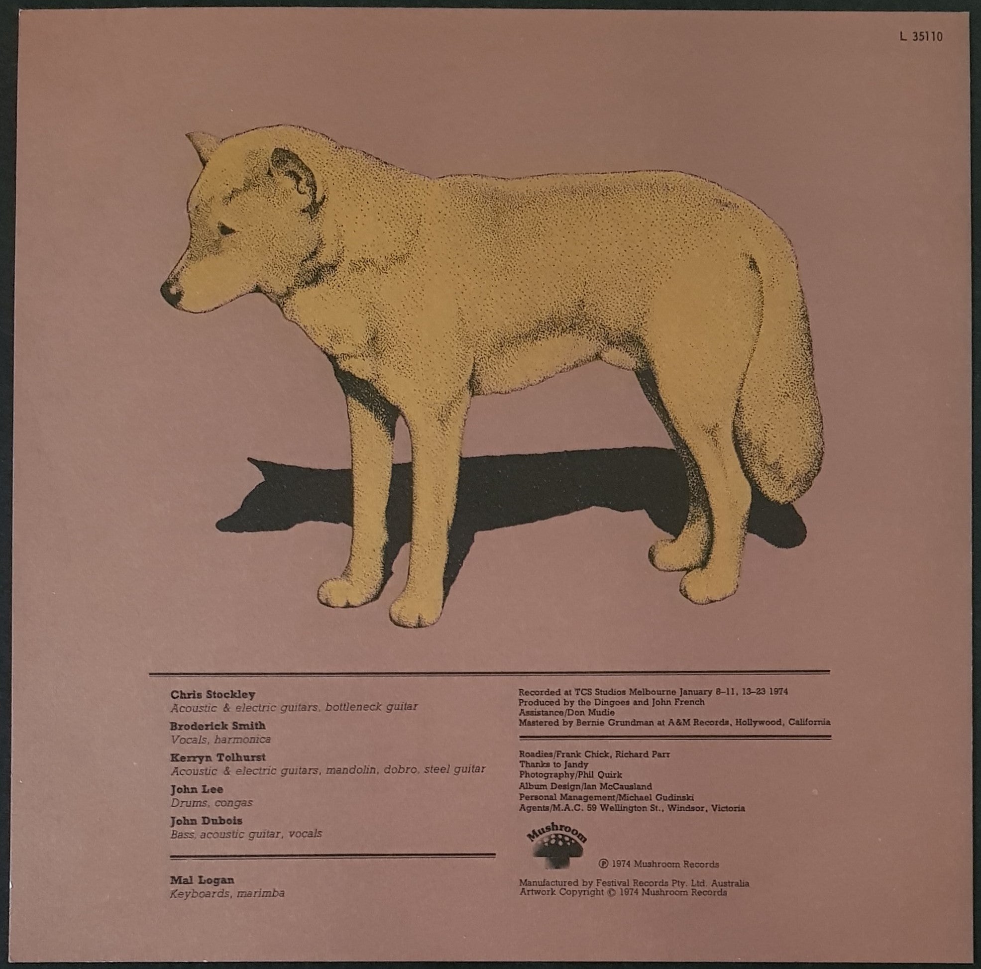 1974 Beige Mushroom Label Dingoes Vinyl - L-35110
