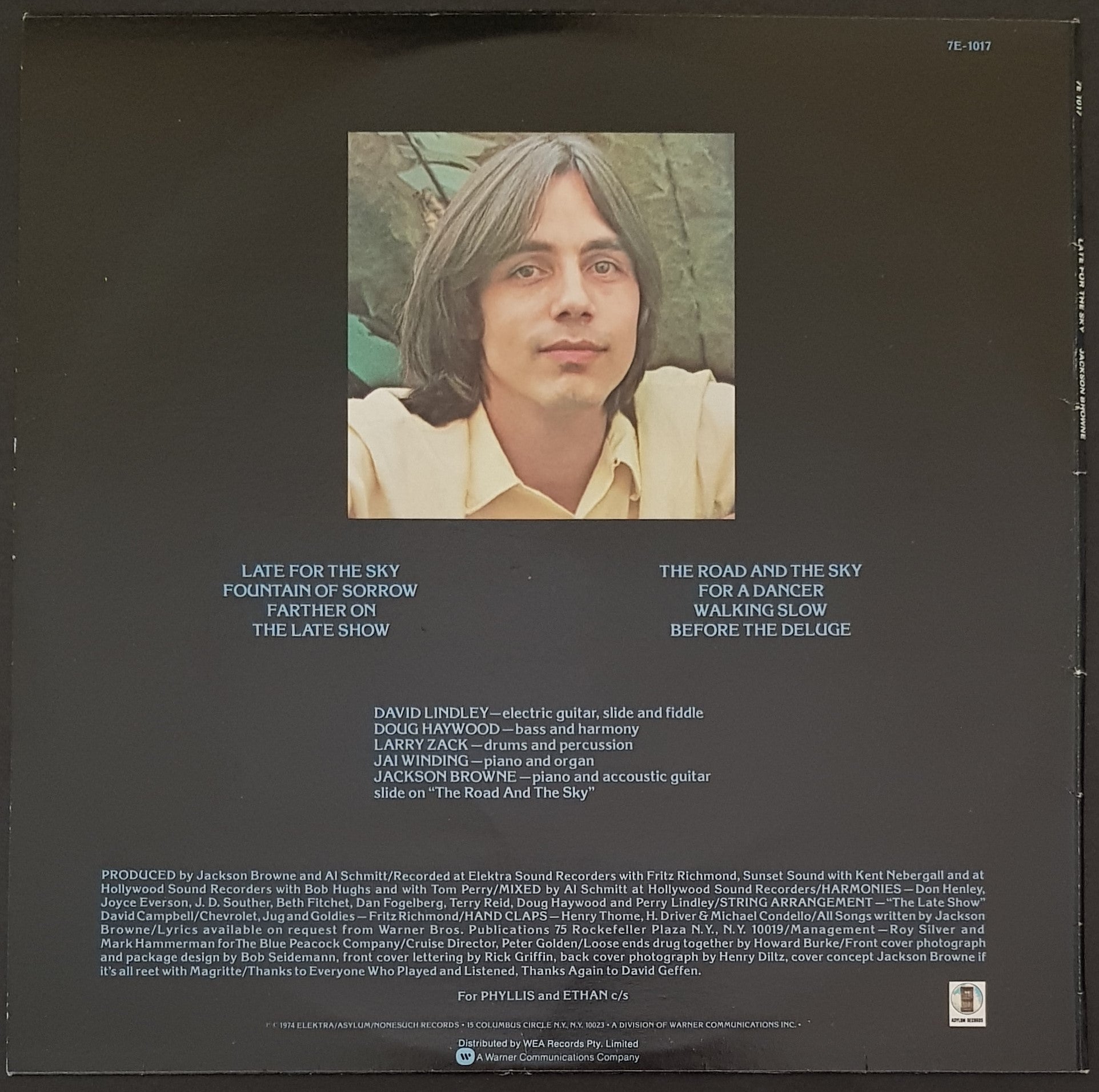 Jackson Browne's Vinyl Album - Late For The Sky