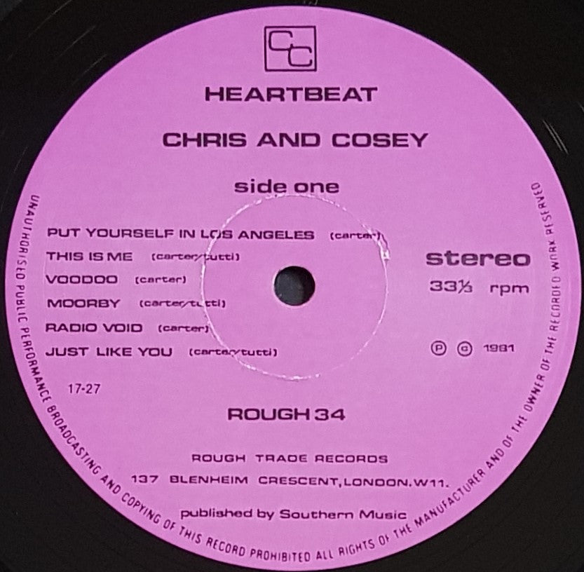 Chris And Cosey's Heartbeat Vinyl from 1981 Rough Trade
