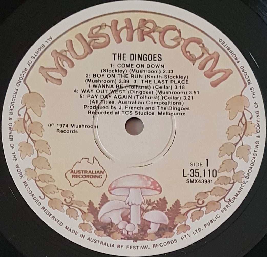 1974 Beige Mushroom Label Dingoes Vinyl - L-35110