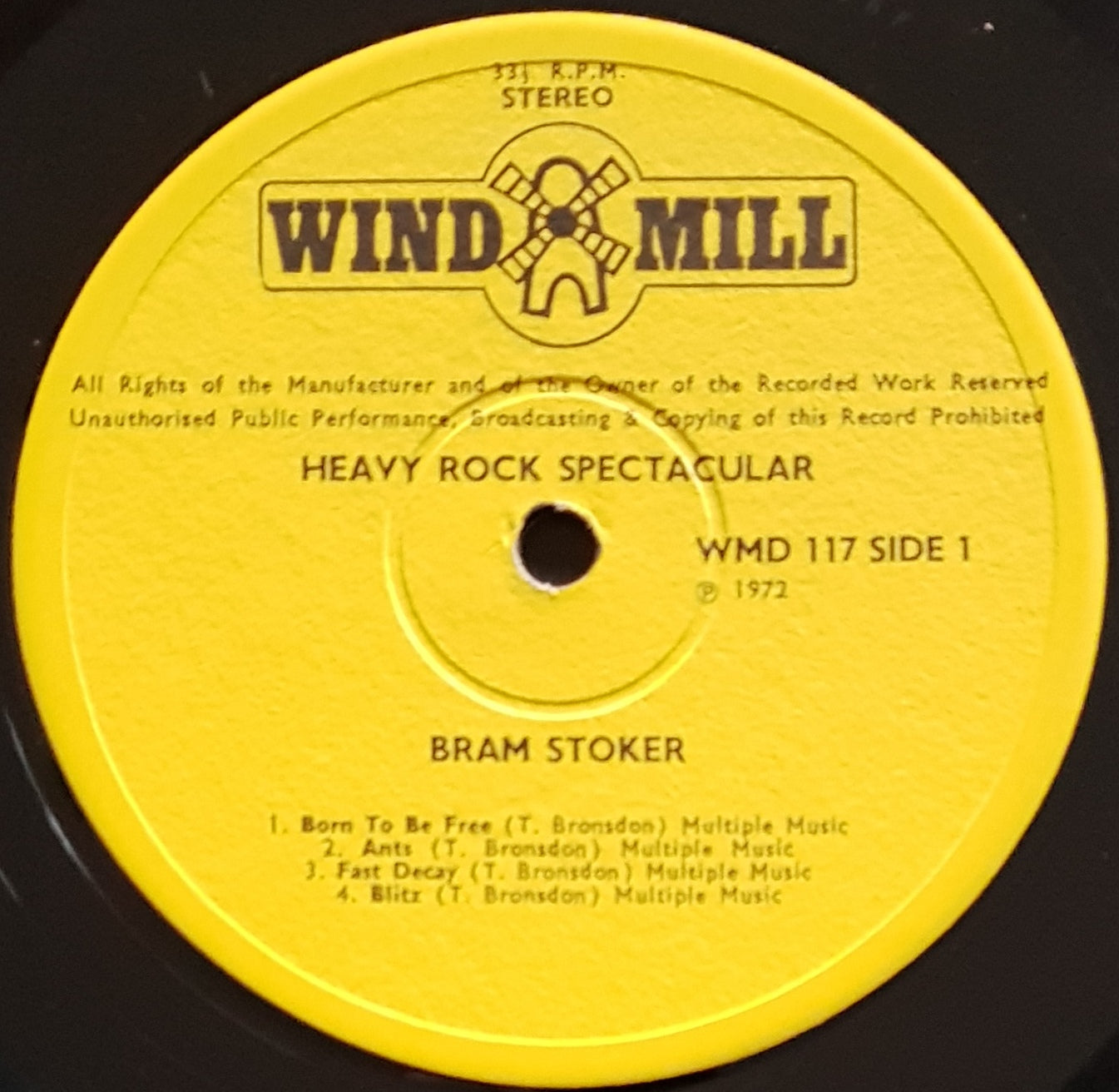 Bram Stoker - 1972 Heavy Rock Spectacular Vinyl Album