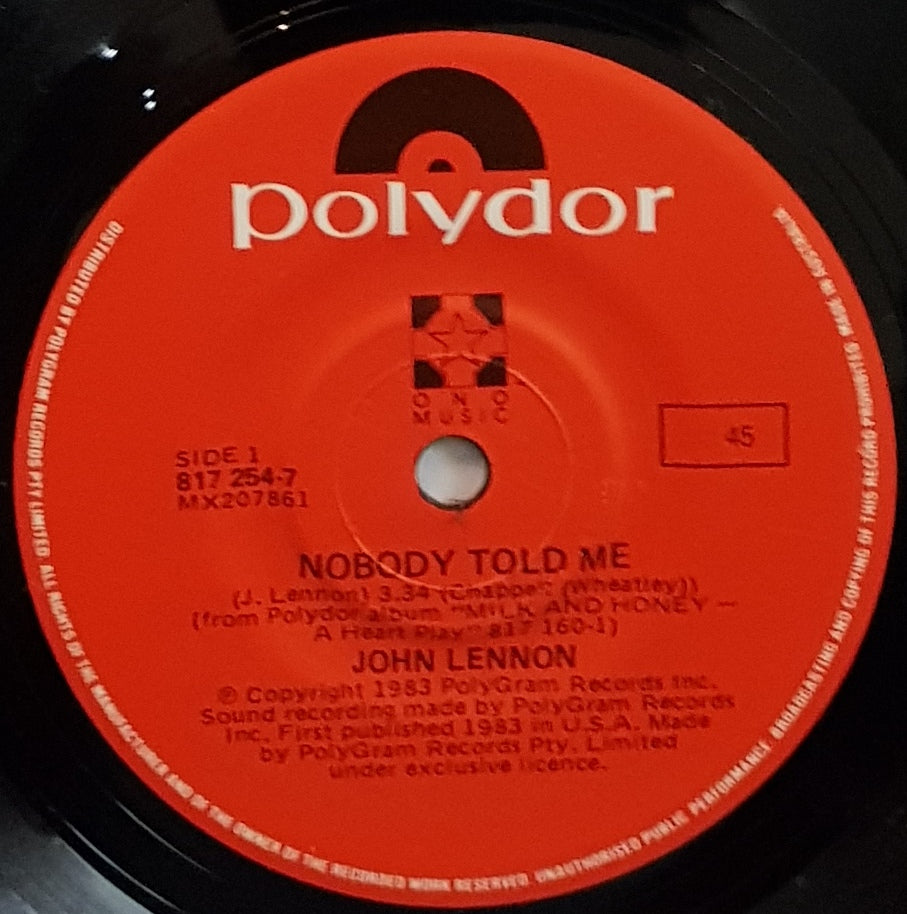 1983 Polydor Record - Beatles (John Lennon) - Nobody Told Me