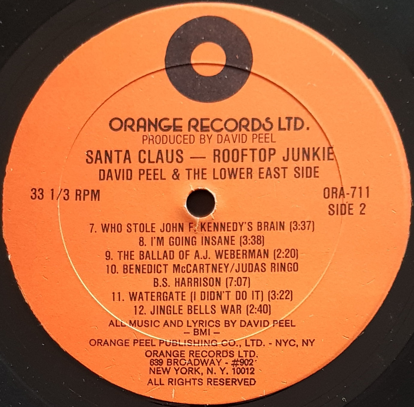 David Peel & The Lower East Side's Signed Santa Claus - Rooftop Junkie Vinyl