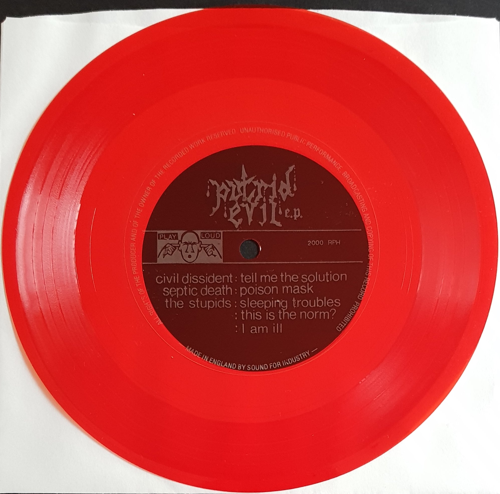 Civil Dissident Various Artists - Putrid Evil Extended Play Vinyl Record