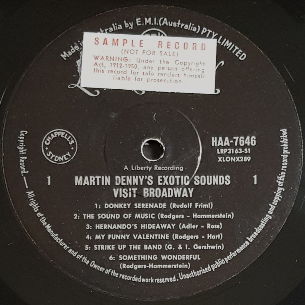 Martin Denny - Exotic Broadway Sounds from 1960 Record