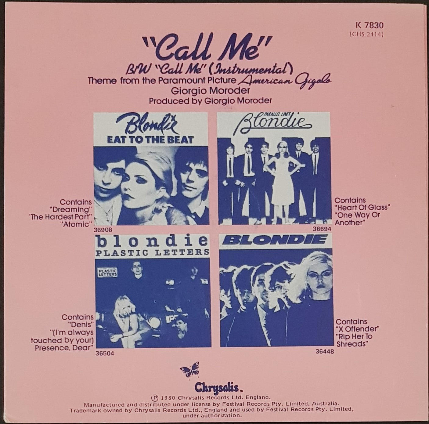 Blondie's Classic Single - 'Call Me'