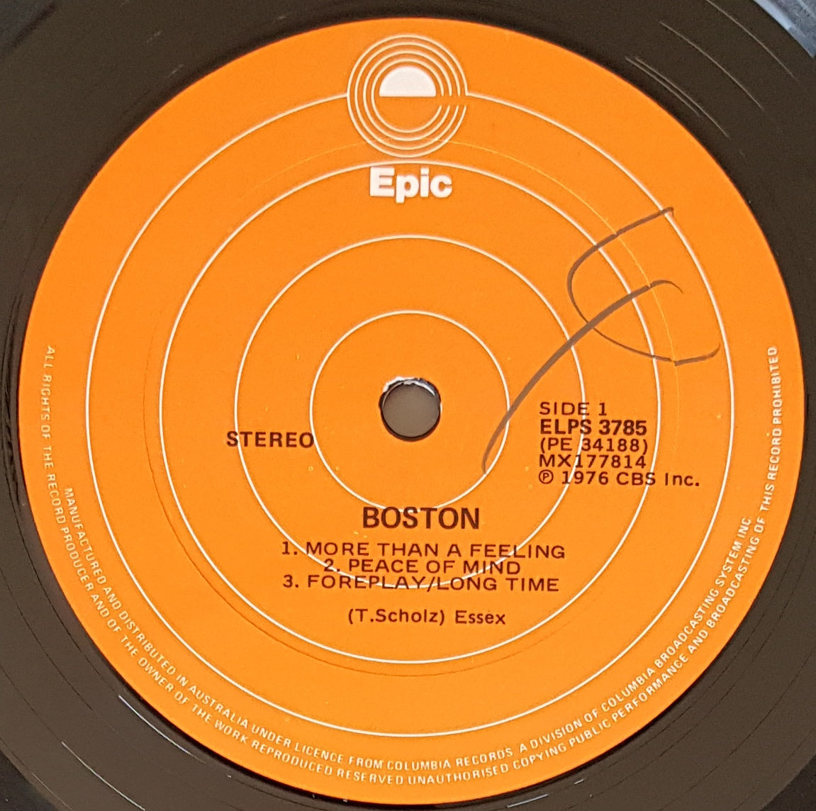 1976 Orange EPIC ELPS 3785 from Boston with Small Label Writing