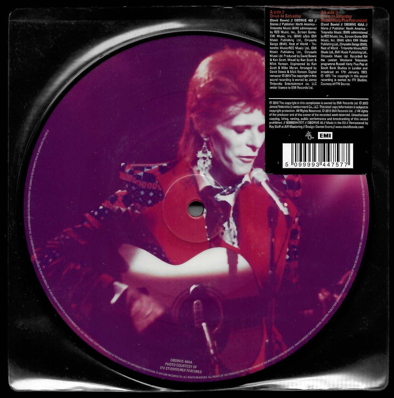 David Bowie's Iconic Song - Drive-In Saturday on 40th Anniversary Picture Disc