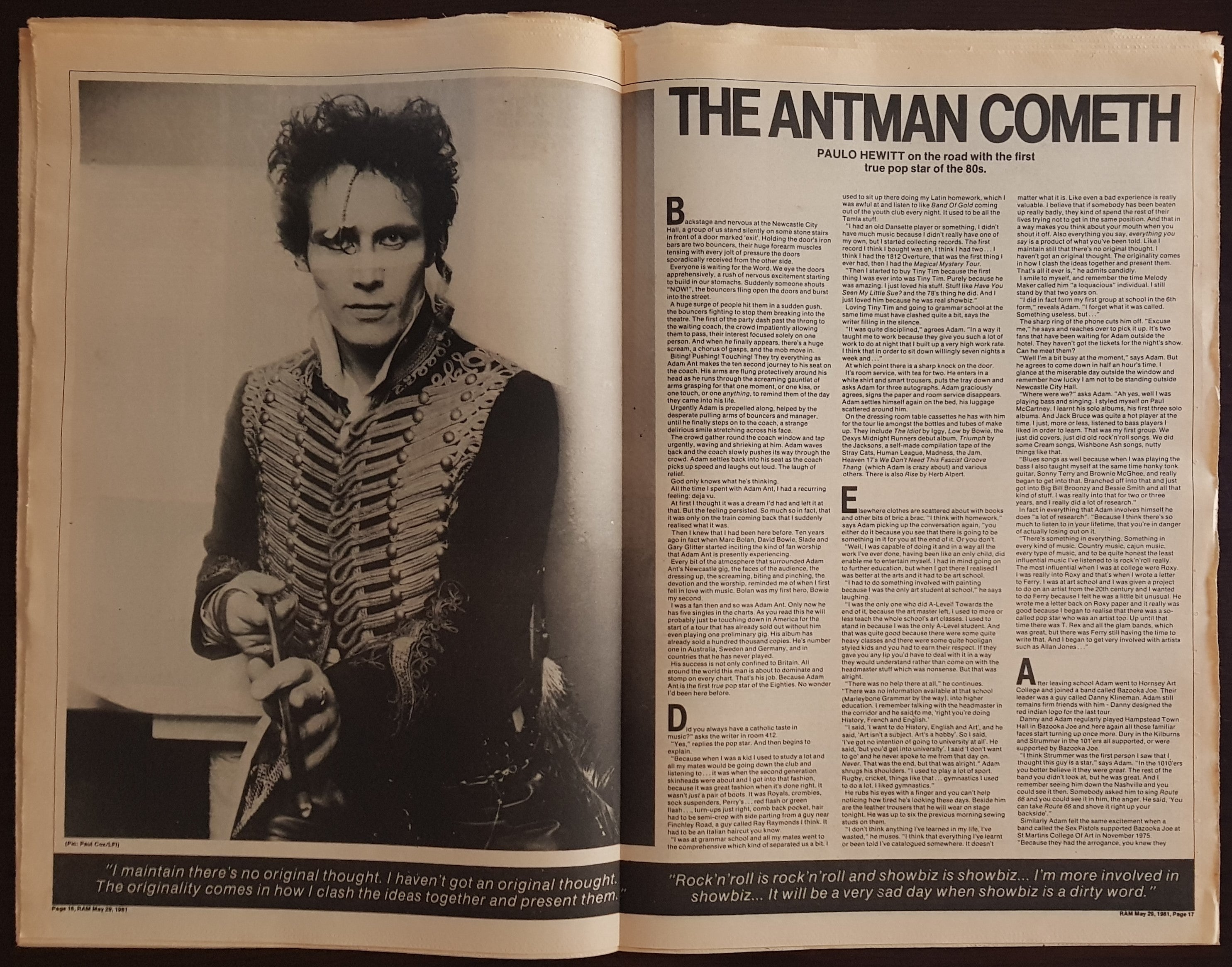 Adam & The Ants - Rare RAM Magazine Issue from May 29, 1980 (No.160)