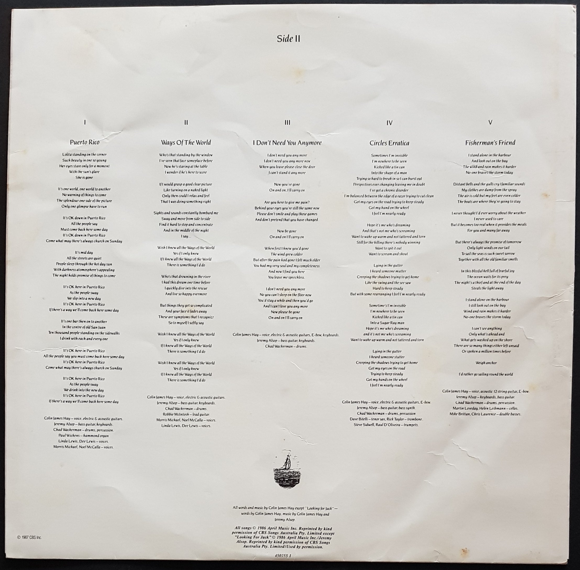 Colin James Hay's Vinyl Record - Looking For Jack