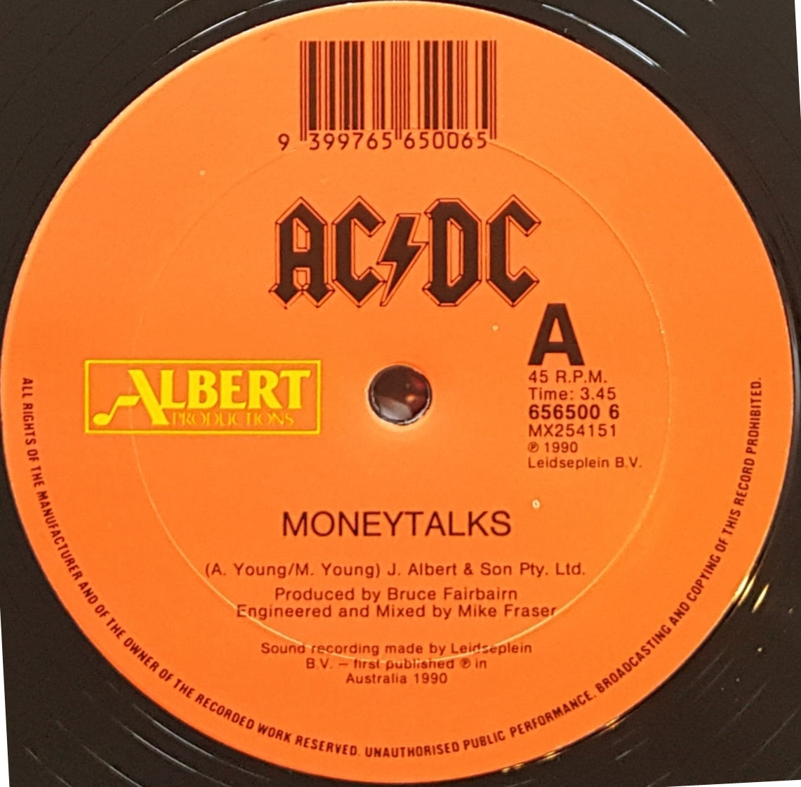 AC/DC - The Iconic 'Money Talks' Album with Gold Promo Stamp