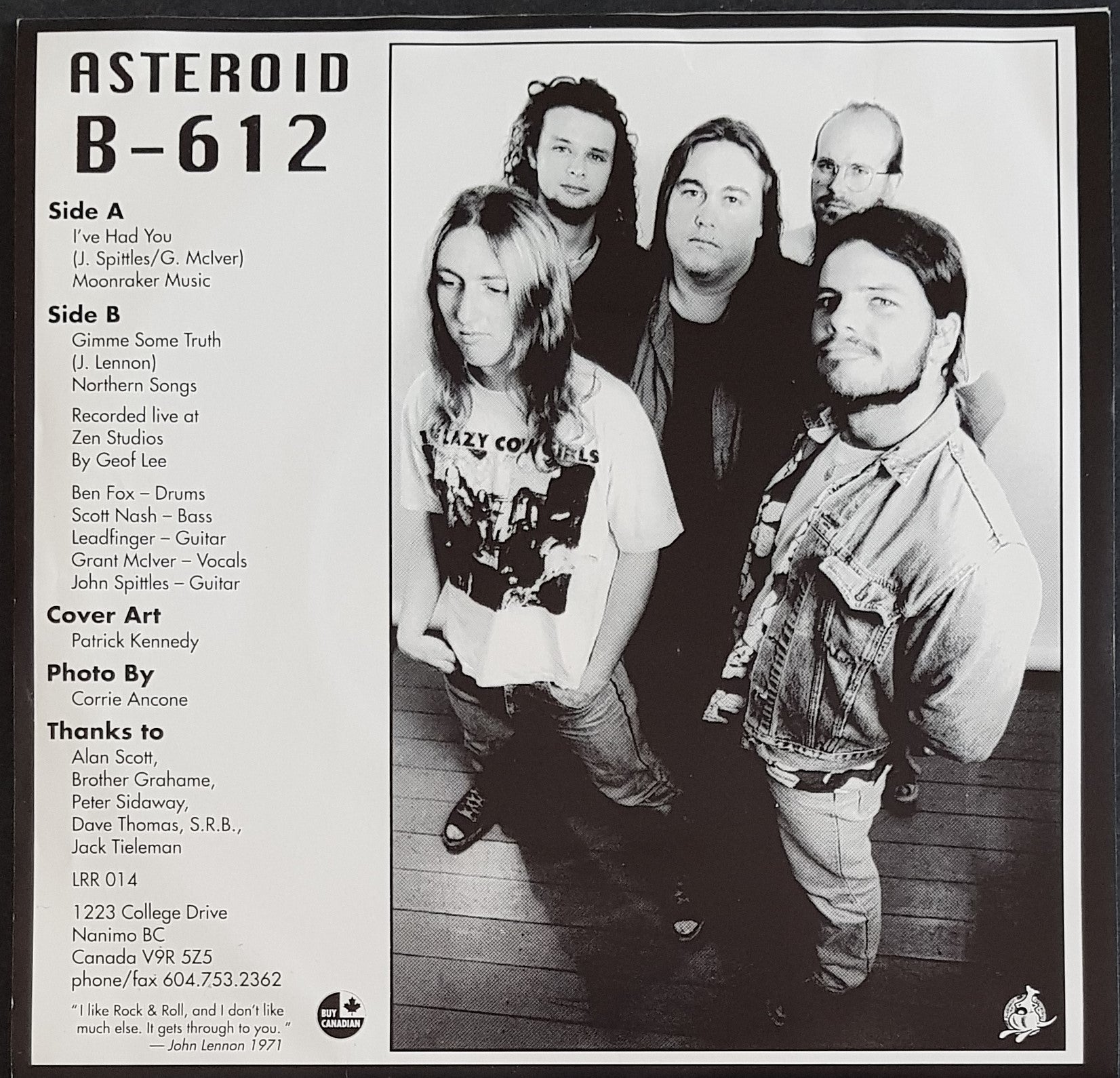 Unique Asteroid B - 612 - I've Had You Record from 1994