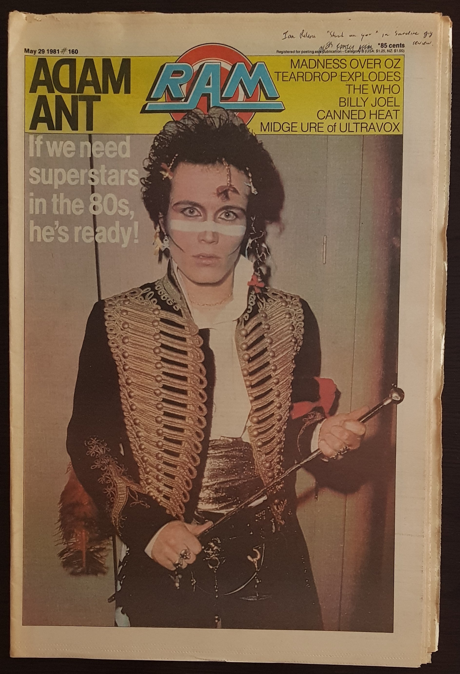 Adam & The Ants - Rare RAM Magazine Issue from May 29, 1980 (No.160)