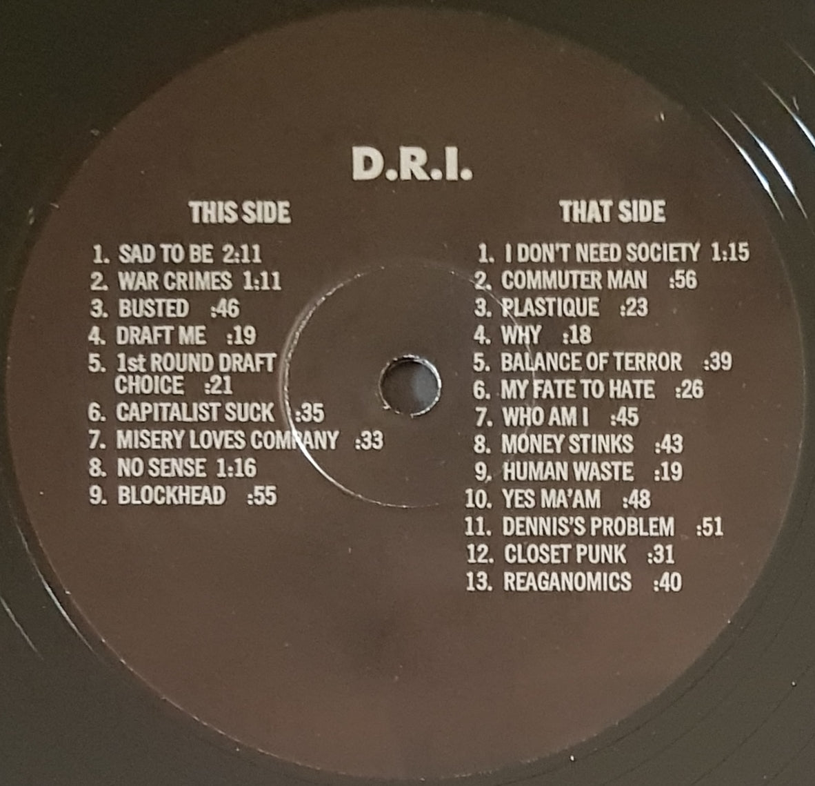 D.R.I - Dirty Rotten Vinyl LP Record Album
