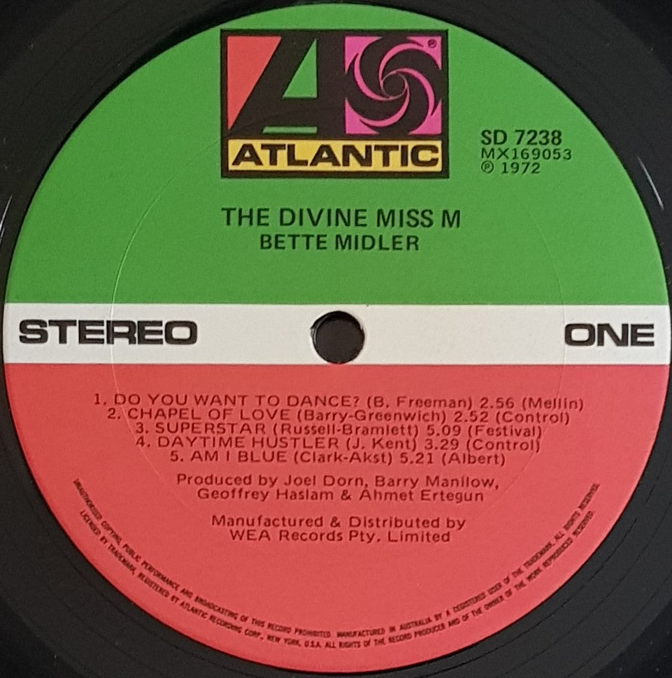 Bette Midler - The Divine Miss M, Early 1972 Pressing