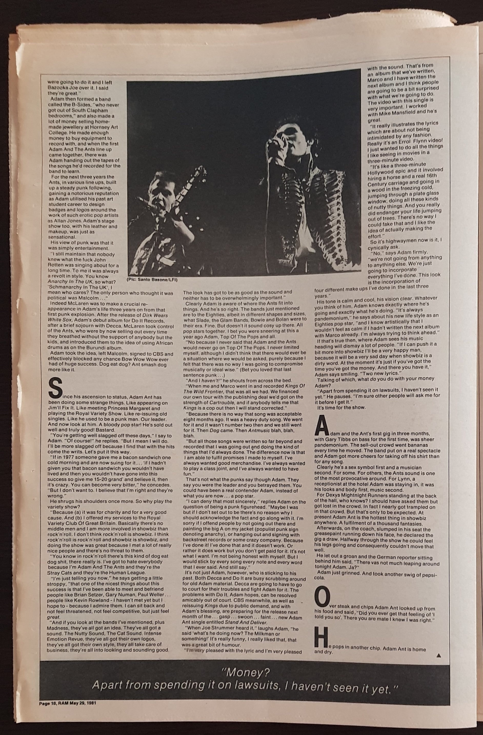 Adam & The Ants - Rare RAM Magazine Issue from May 29, 1980 (No.160)