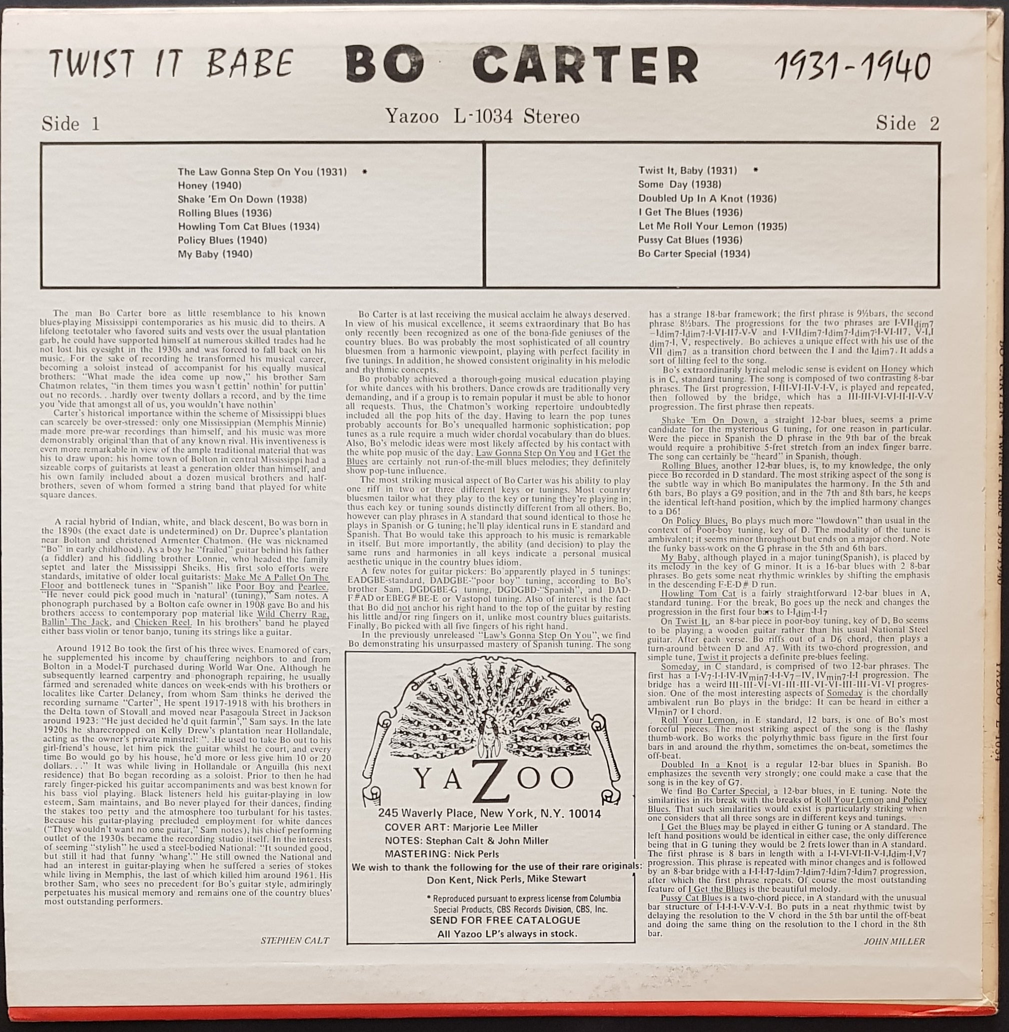 Bo Carter - 1931 - 1940 Twist It Babe Compilation Record