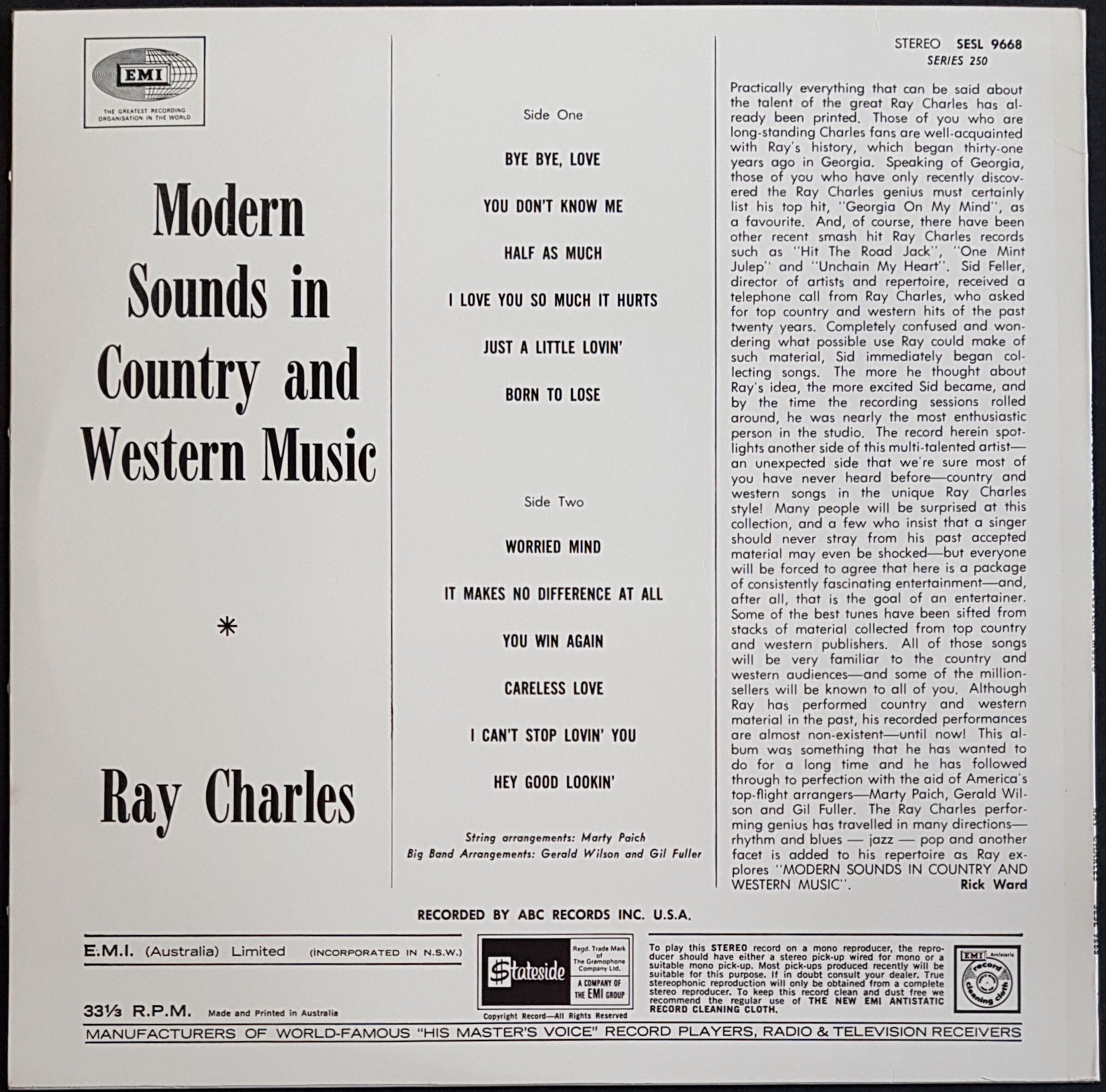 Charles and Ray's Classic Modern Sounds in Country And Western Music Album