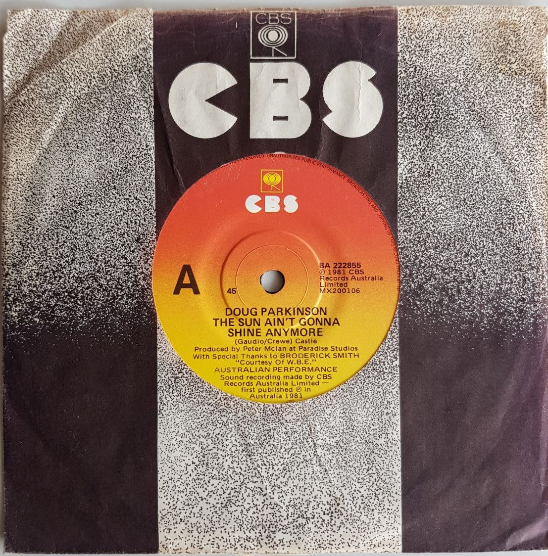 Doug Parkinson - The Sun Won't Be Shining Anymore (CBS Music Album)