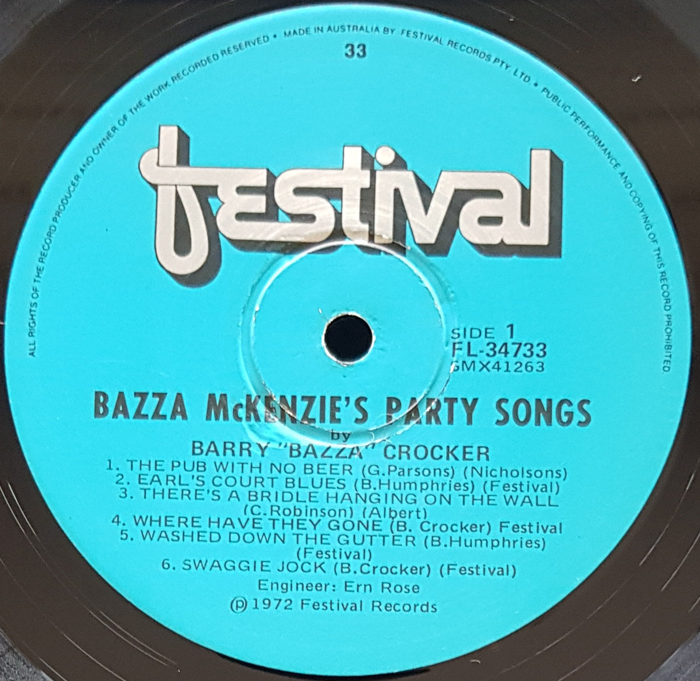 Barry Crocker's Bazza McKenzie's Party Songs Vinyl Record